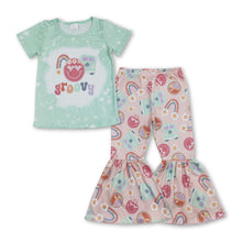 Load image into Gallery viewer, Rainbow smile flower camping kids girls clothes