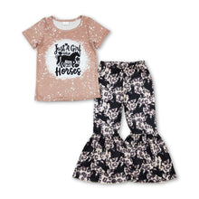 Load image into Gallery viewer, Just a girl who loves horses leopard kids outfits