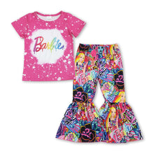 Load image into Gallery viewer, Hot pink top bell bottom pants party girls outfits