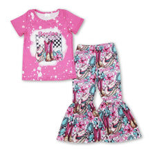 Load image into Gallery viewer, Hot pink cowgirl boots hat top pants kids outfits
