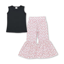 Load image into Gallery viewer, Black cotton top baseball bell bottom pants girls clothes