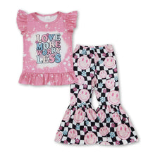 Load image into Gallery viewer, Love more worry less top plaid smile pants girls clothing