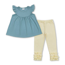 Load image into Gallery viewer, Aqua flutter sleeves tunic icing ruffle leggings girls clothes