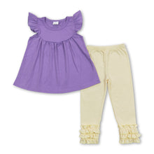 Load image into Gallery viewer, Lavender flutter sleeves tunic icing ruffle leggings girls clothes