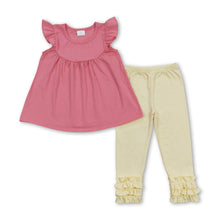 Load image into Gallery viewer, Pink flutter sleeves tunic icing ruffle leggings girls clothes