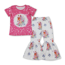 Load image into Gallery viewer, Bleached horse floral top bell bottom pants girls clothing