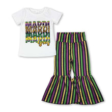 Load image into Gallery viewer, Leopard mardi gras top stripe pants girls clothes