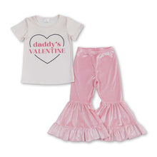 Load image into Gallery viewer, Daddy's valentine top pink velvet pants girls outfits