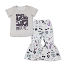 Load image into Gallery viewer, Short sleeves patchwork shirt pants singer girls outfits