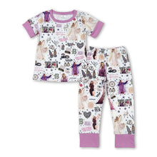 Load image into Gallery viewer, Purple short sleeves singer girls pajamas