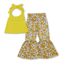 Load image into Gallery viewer, Yellow halter top floral bell bottom pants girls clothes