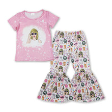 Load image into Gallery viewer, Pink bleached top guitar heart pants singer girls clothes