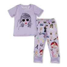 Load image into Gallery viewer, Lavender top glasses guitar pants singer girls outfits