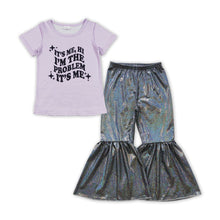 Load image into Gallery viewer, Lavender problem top shinny pants singer girls clothes