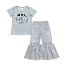 Load image into Gallery viewer, Short sleeves guitar top white shinny pants singer girls clothes