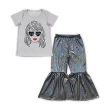Load image into Gallery viewer, Heart glasses top shinny pants singer girls clothes