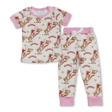 Load image into Gallery viewer, Pink short sleeves horse rodeo howdy girls pajamas