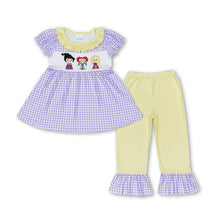 Load image into Gallery viewer, Short sleeves plaid witches top pants girls halloween set