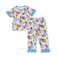 Load image into Gallery viewer, Short sleeves princess top pants girls pajamas