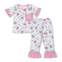 Load image into Gallery viewer, Short sleeves pocket lollipop kids girls pajamas