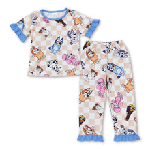 Load image into Gallery viewer, Short sleeves plaid dog pants girls pajamas