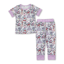 Load image into Gallery viewer, Lavender short sleeves guitar singer girls pajamas