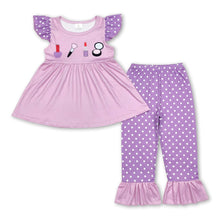 Load image into Gallery viewer, Purple polka dots make up tunic leggings girls clothes