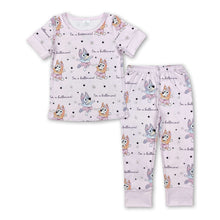 Load image into Gallery viewer, Short sleeves pink floral dog kids girls pajamas