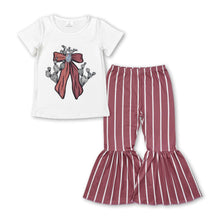 Load image into Gallery viewer, Cactus bow top stripe pants western girls clothes