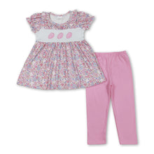 Load image into Gallery viewer, Floral short sleeves football tunic pink leggings girls clothes