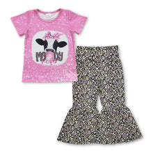 Load image into Gallery viewer, Moody heifer top leopard pants baby girls clothes