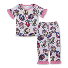 Load image into Gallery viewer, Pink short sleeves bow princess baby girls pajamas