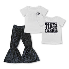 Load image into Gallery viewer, Tiny teenager floral heart top black velvet pants girls clothes