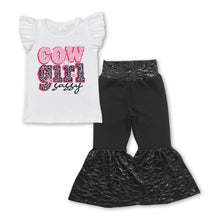 Load image into Gallery viewer, Cowgirl sassy top black leopard pants girls clothing