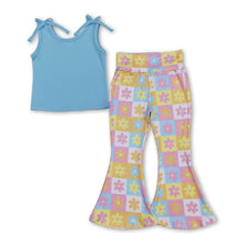 Load image into Gallery viewer, Sleeveless cotton top floral plaid pants girls clothing