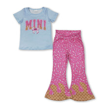 Load image into Gallery viewer, Short sleeves mini bow ice cream sprinkle kids girls outfits