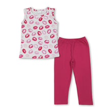 Load image into Gallery viewer, Sleeveless lip top leggings kids girls Valentine's outfits