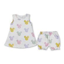 Load image into Gallery viewer, Sleeveless colorful mouse top shorts girls clothes