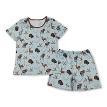 Load image into Gallery viewer, Short sleeves deer turkey duck top shorts adult men pajamas set