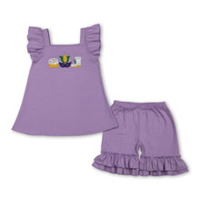 Load image into Gallery viewer, Lavender donut boots embroidery girls Mardi Gras set