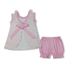 Load image into Gallery viewer, Stripe rabbit embroidery tunic shorts girls Easter outfits