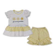 Load image into Gallery viewer, You are my sunshine polka dots top shorts girls outfits