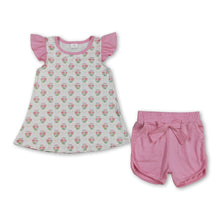 Load image into Gallery viewer, Flutter sleeves floral top pink cotton shorts girls outfits