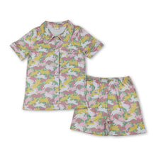 Load image into Gallery viewer, Short sleeves rabbit camo adult women Easter button down pjs
