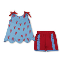 Load image into Gallery viewer, Sleeveless crawfish scallop top shorts kids girls outfits