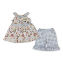 Load image into Gallery viewer, Sleeveless farm ruffle tunic plaid shorts girls summer outfits