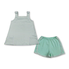 Load image into Gallery viewer, Sleeveless stripe pockets tunic shorts kids girls outfits