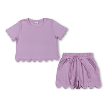 Load image into Gallery viewer, Short sleeves cotton scallop top shorts girls summer outfit