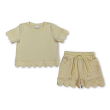 Load image into Gallery viewer, Short sleeves yellow scallop top shorts girls summer outfit