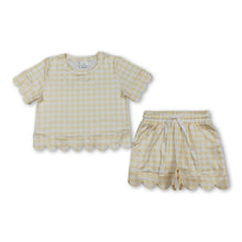 Load image into Gallery viewer, Yellow plaid scallop top shorts girls summer outfit
